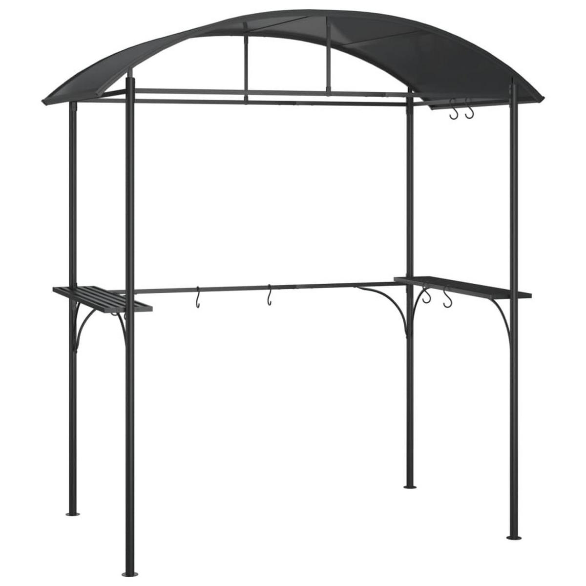 GRILLPAVILLON mit Seitenregalen, 220/115/230 cm, aus Stahl, Anthrazit - Anthrazit, Metall (220/230/115cm) - vidaXL