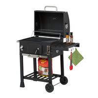 HOLZKOHLEGRILLWAGEN - Schwarz, Kunststoff/Metall (103/104/65cm) - Relaxdays