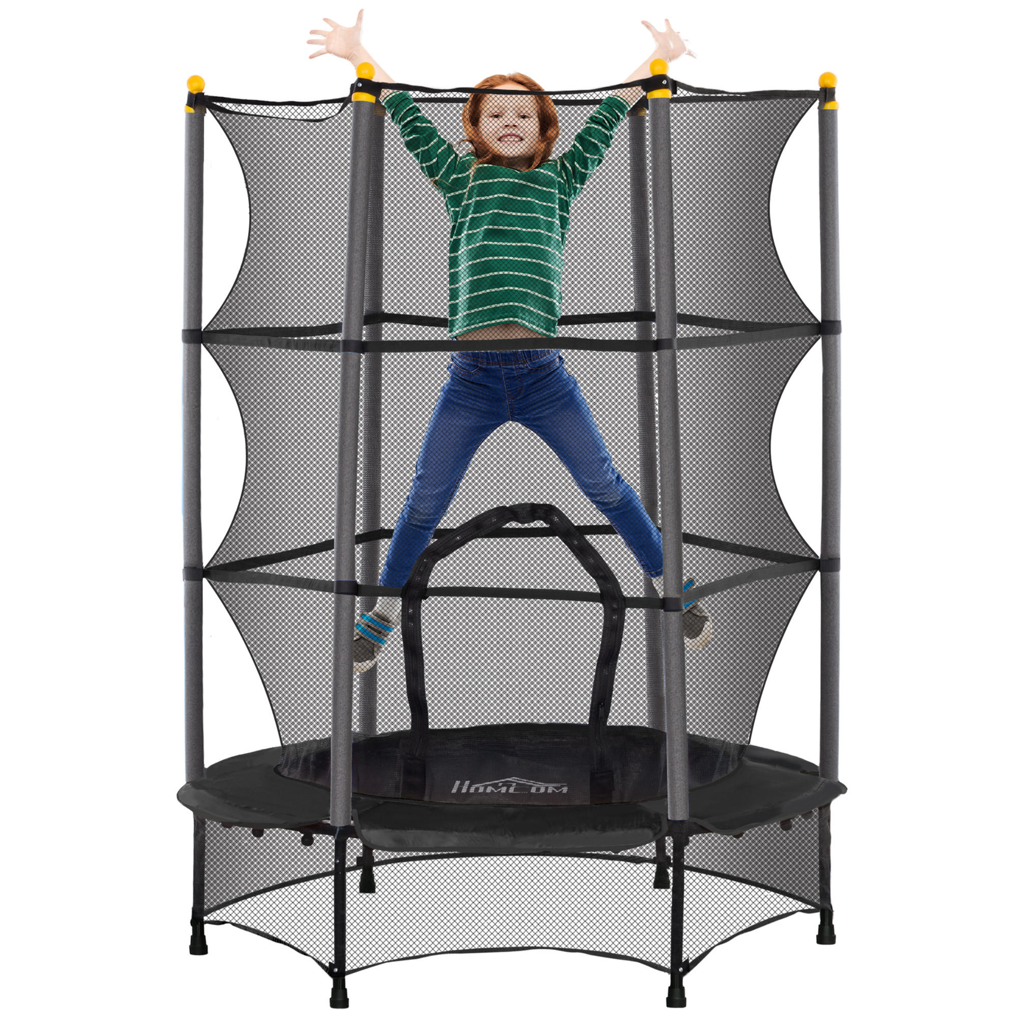 KINDERTRAMPOLIN - Schwarz, Kunststoff/Metall (140/140cm) - HOMCOM