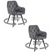 ESSZIMMERSTUHL 2-er Set LUKK360 dunkelgrauer Sitz, schwarze Beine - Dunkelgrau/Schwarz, Textil (56/84/61cm) - Valora