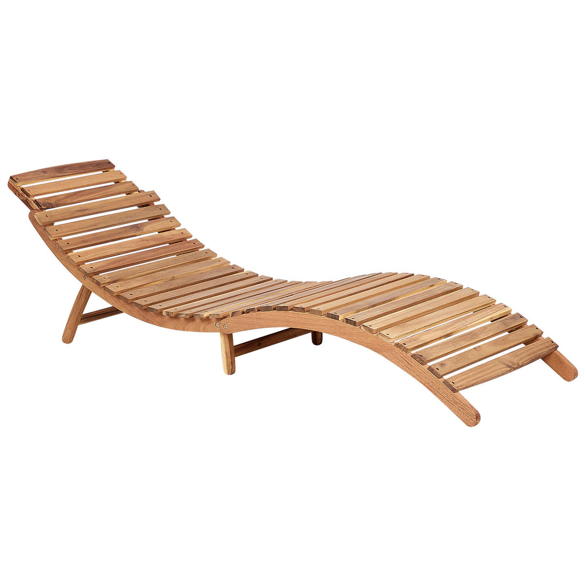 GARTENLIEGE Heller Holzfarbton Luino - Hellbraun/Weiß, Holz (60/54/188cm) - Beliani
