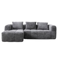 ECKSOFA chenille L-form mit chaiselongue & 3 kissen - Grau, Textil (250/158cm) - Urban Meuble