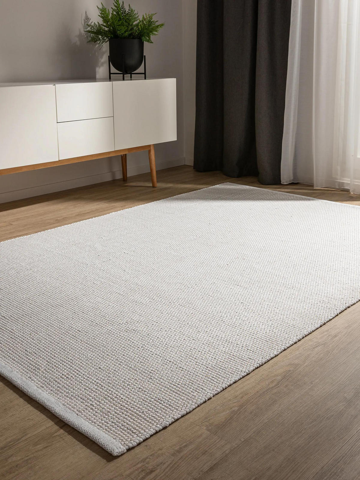 BOMBAŽNA preproga Ron bela 160x230 cm - bela, tekstil/naravni materiali (160/230cm) - benuta