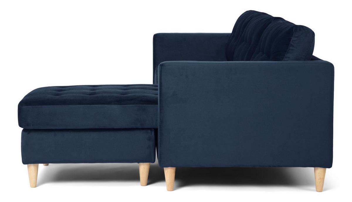 ECKSOFA Velours blau - Blau, Textil (219/151cm) - ebuy24
