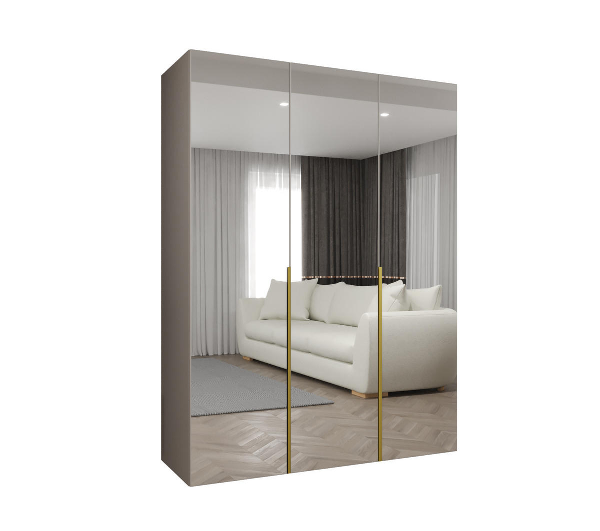 DREHTÜRENSCHRANK 202/150/52 3-türig - Kaschmir/Goldfarben, Holz (150/202/52cm) - Abiks Möbel