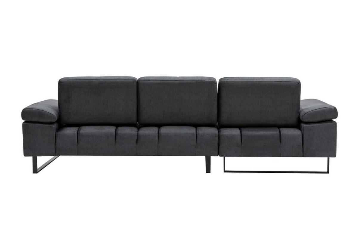 ECKSOFA mit verstellbarer Rückenlehne - Anthrazit/Schwarz, Textil/Metall (314/174cm) - myHomelando