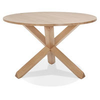 ESSTISCH Rund Massivholz Eiche Skandi-Stil FINAX, Beige 120x120x75 cm - Beige, Eichenholz/Holz (120/120/75cm) - KADIMA DESIGN