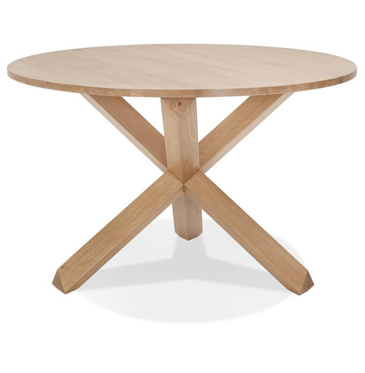 ESSTISCH Rund Massivholz Eiche Skandi-Stil FINAX, Beige 120x120x75 cm - Beige, Eichenholz/Holz (120/120/75cm) - KADIMA DESIGN