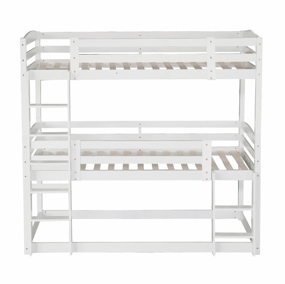 POSCHODOVÁ posteľ 90/200 cm biela trojitá rozložiteľná z borovicového dreva - biela, drevo (90/200cm) - OKWISH