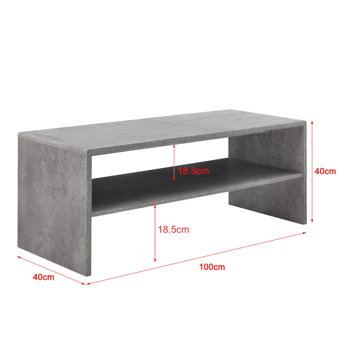 COUCHTISCH Trier 40/100/40 - Grau, Holzwerkstoff (100/40/40cm) - [en.casa]