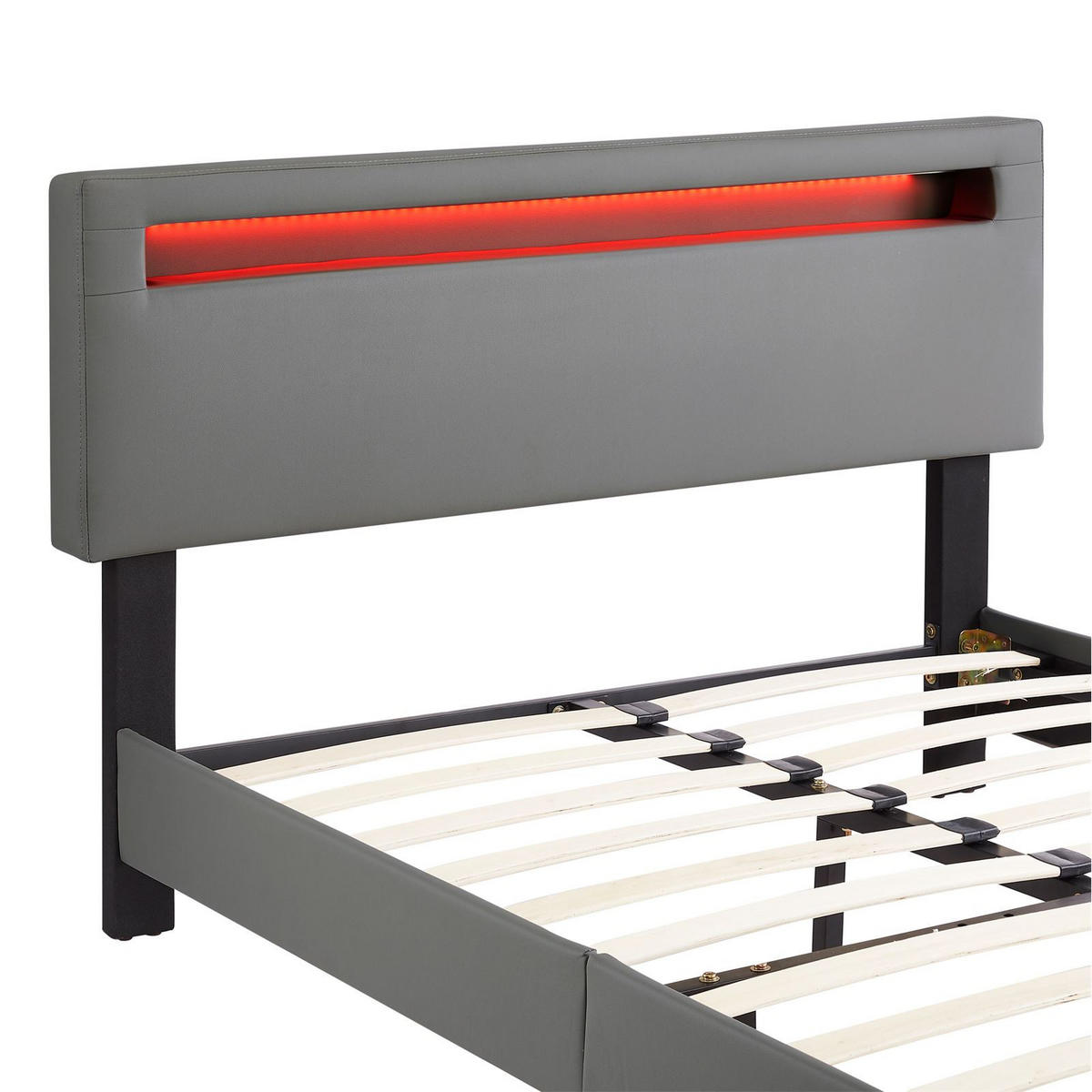 POLSTERBETT MIT LED CARIBO 120X200 CM - Grau, Textil (120/200cm) - CARO-Möbel