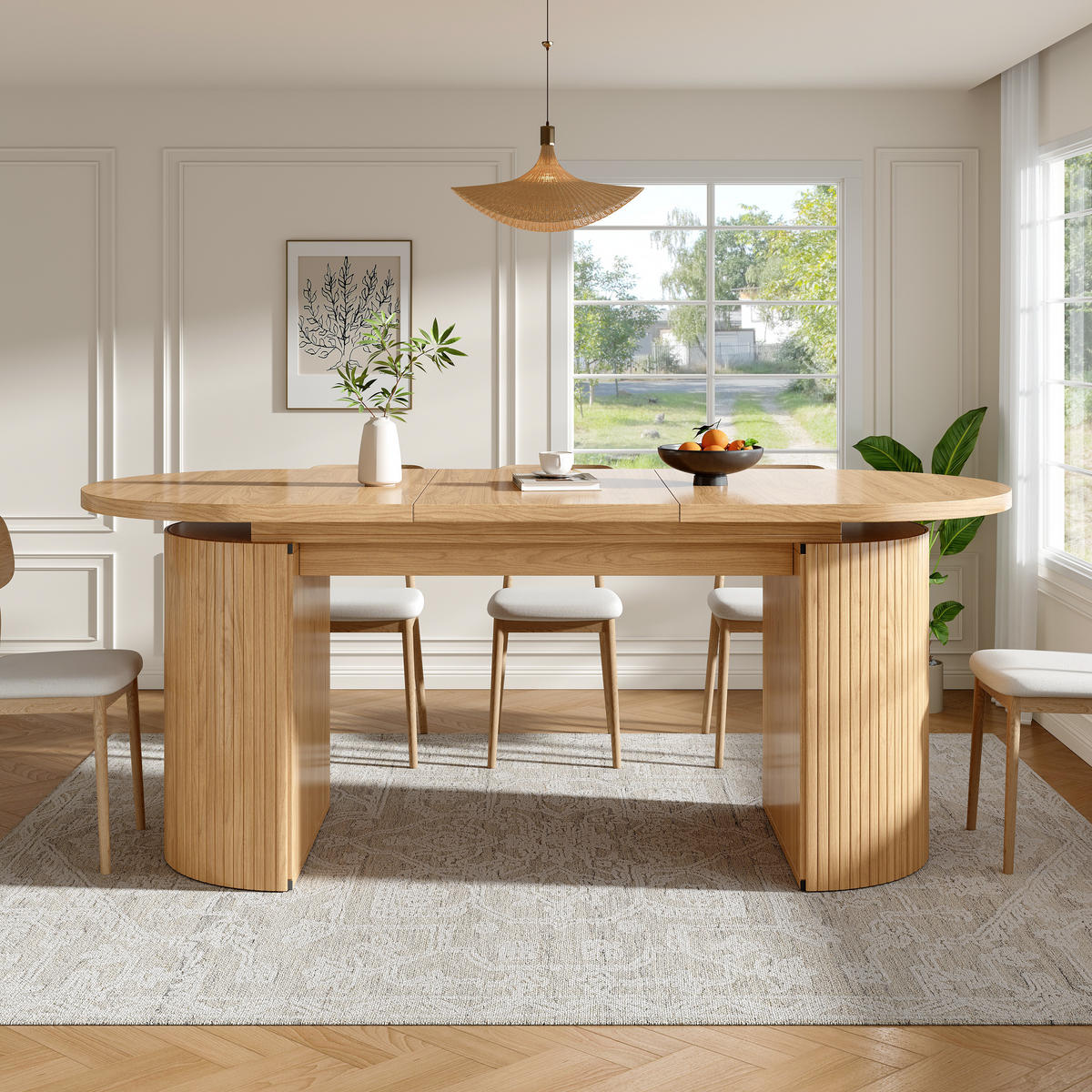 ESSTISCH Ausziehbar Stauraum MDF Naturbraun - Multicolor, Holzwerkstoff (80/160/76cm) - FLIEKS