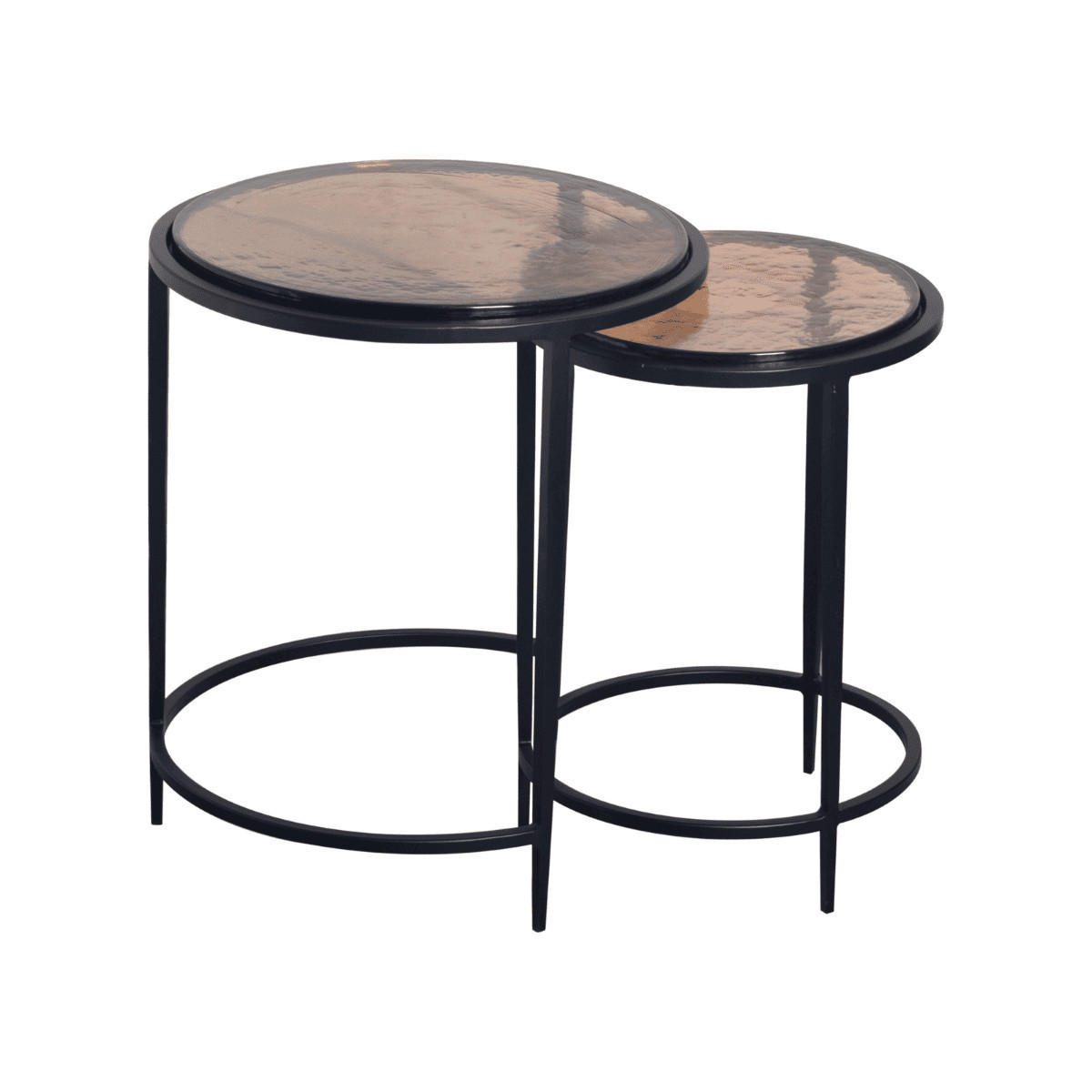 BEISTELLTISCHE für Sofa aus Rauchglas und schwarzem Metall D44 cm - IGLOO - Schwarz, Metall (51/51/53cm) - Signature