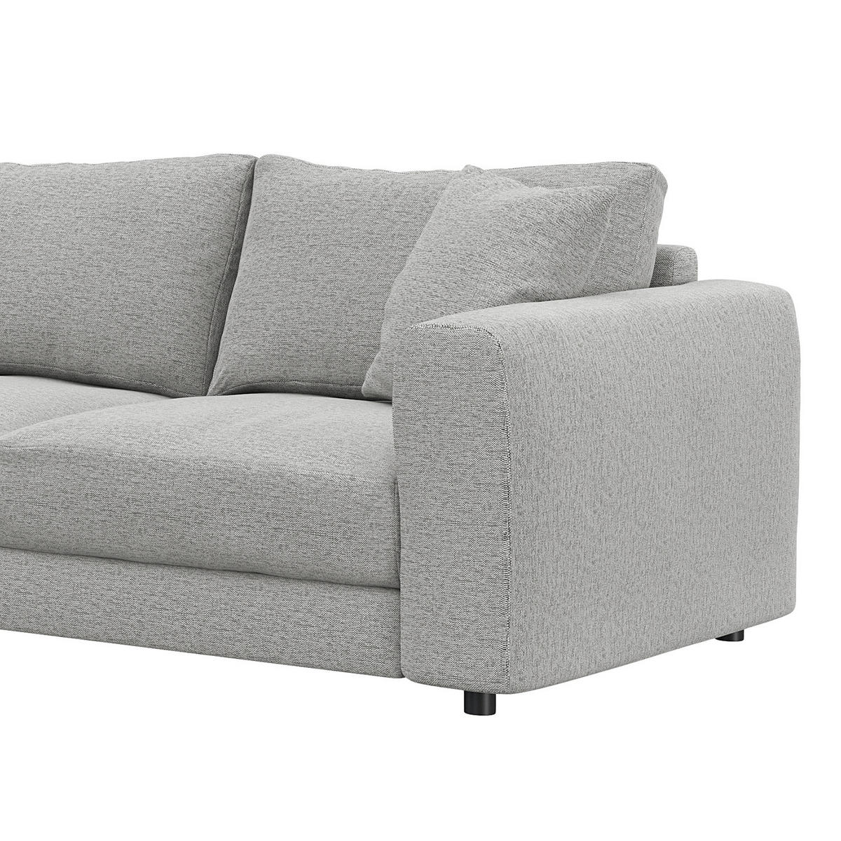 ECKSOFA mit Longchair - Hellgrau/Schwarz, Kunststoff/Textil (286/183cm) - home24