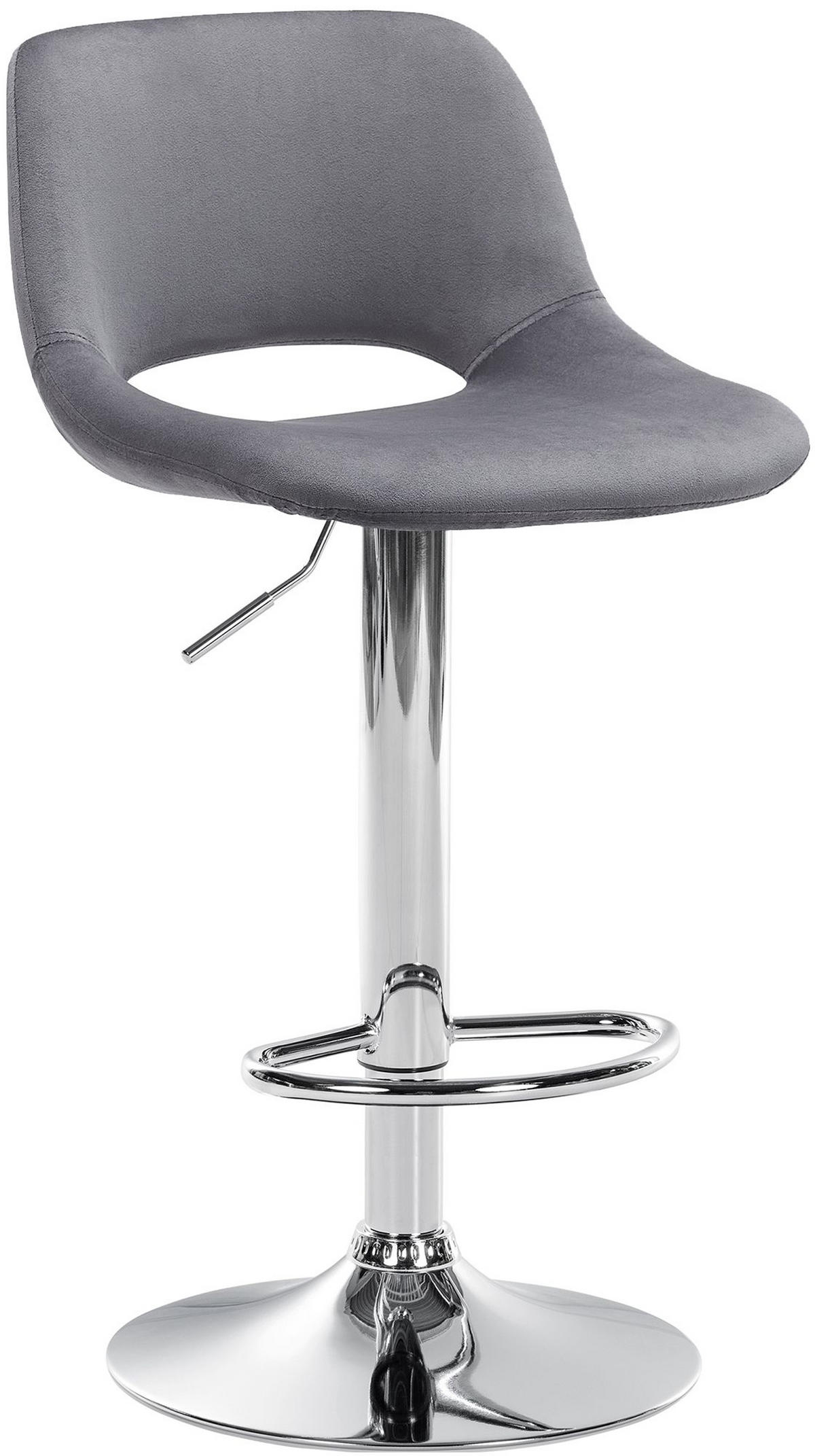 BARHOCKER Campus Samt chrom dunkelgrau - Chromfarben/Grau, Textil/Metall (42/107/46cm) - TPFLiving