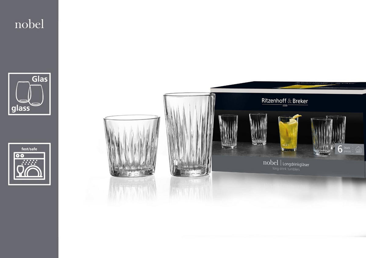 WHISKYGLÄSER Nobel transparent 300 ml 6er Set - Transparent, Glas (0.3L) - Ritzenhoff Breker