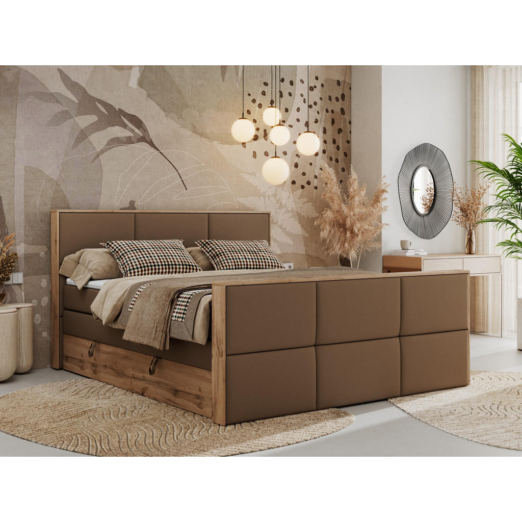 Thumbnail - MKS Boxspringbett, Braun, Textil, 2-Sitzer, H3, Rechteckig, 160x200 cm, Oeko-Tex®, Schlafzimmer, Betten, Boxspringbetten
