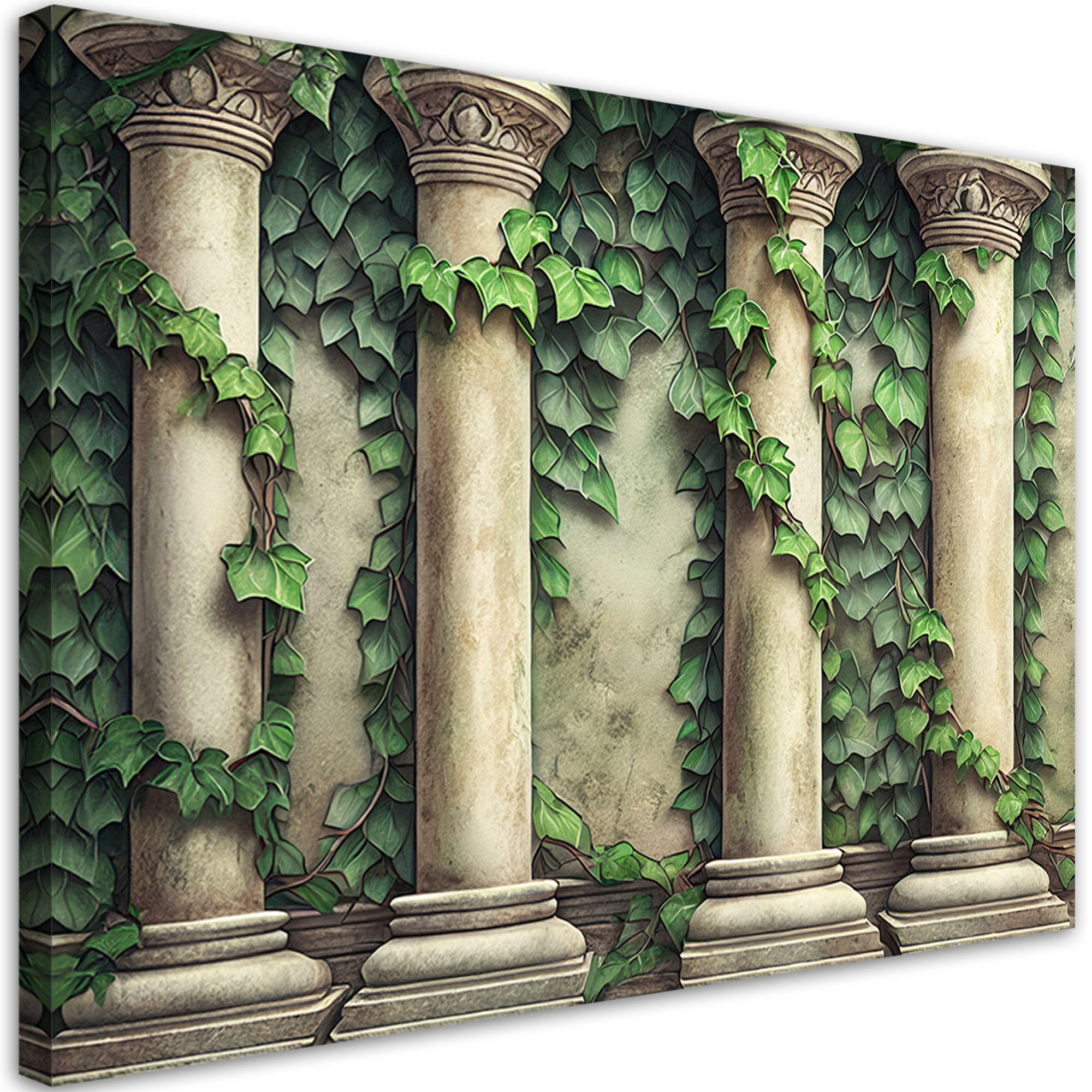 LEINWANDBILD Säulen und grüne Blätter 100x70cm - Grün, Textil (100/70cm) - Feeby