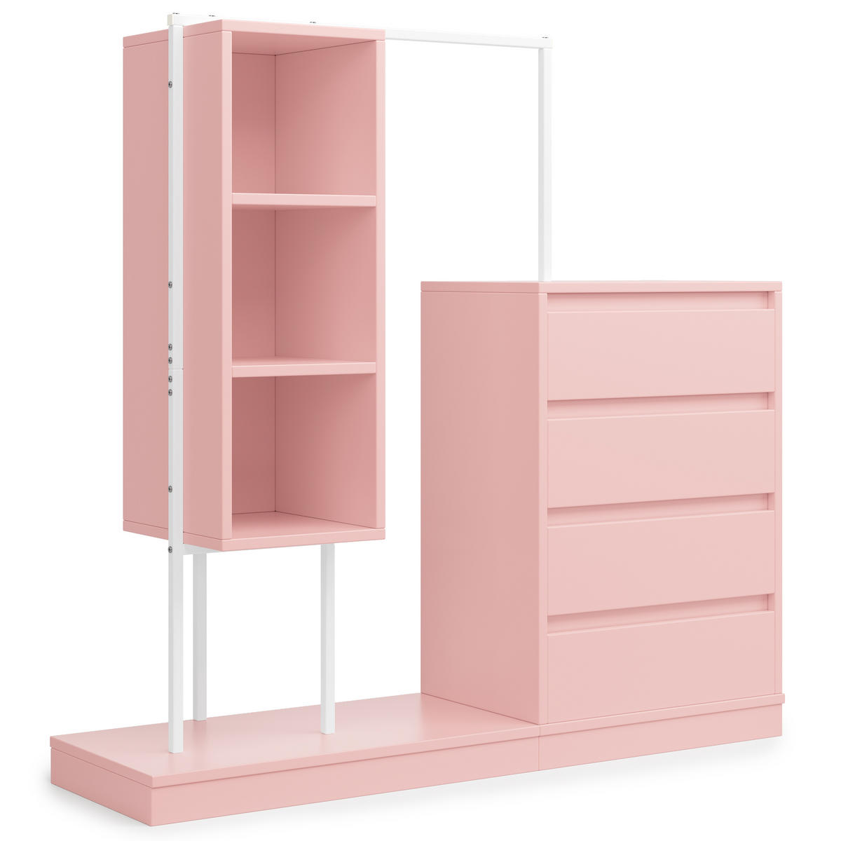 KLEIDERSCHRANK Rosa Set Sideboard Kleiderstange 140cm Modern - Pink, Holzwerkstoff (140/135/40cm) - FLIEKS