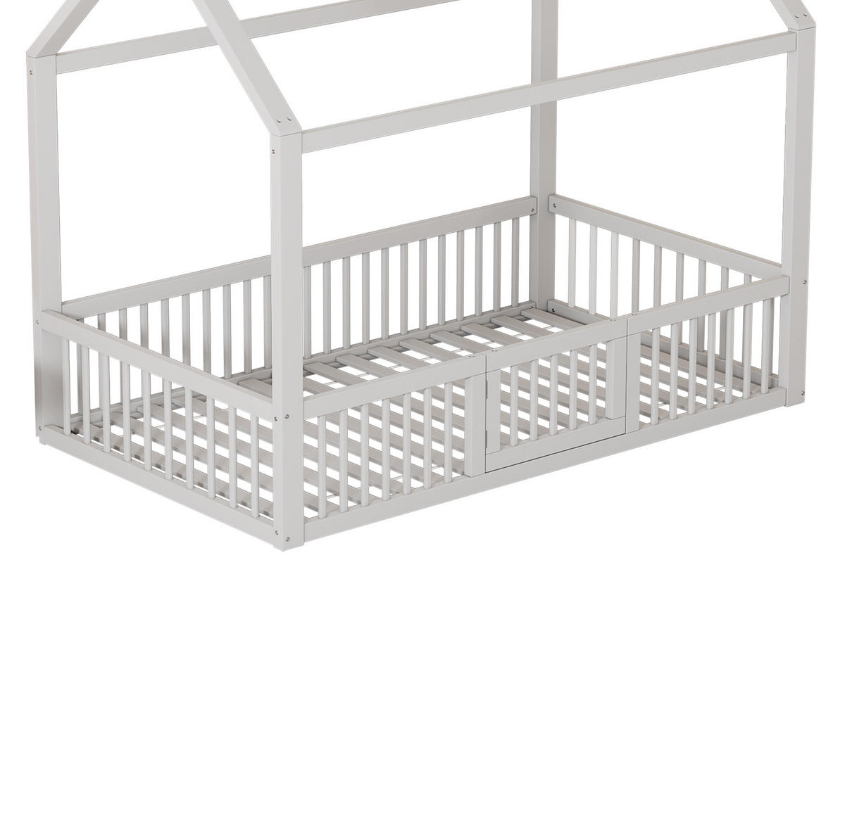 KINDERBETT 90/200 cm mit Sicherheitsgitter und Tür, aus Kiefern, Hausbett, Weiß - Weiß, Holzwerkstoff (90/200cm) - Redom