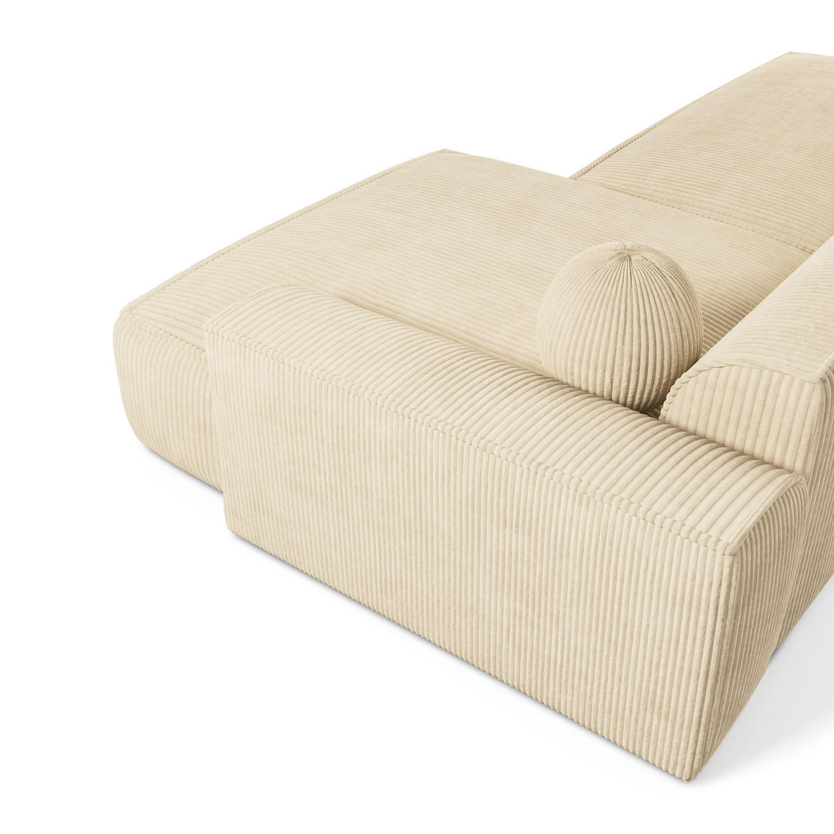 ECKSOFA RECHTS Gerippter Samt Creme 300cm - Creme, Textil (300/155cm) - Sia Home