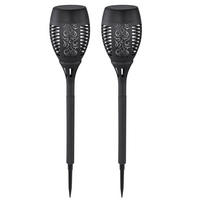 LED AUSSENLEUCHTE Solar Feuereffekt Schwarz 2er Set - Schwarz, Kunststoff (9.5/9.5/49.5cm) - Globo Lighting