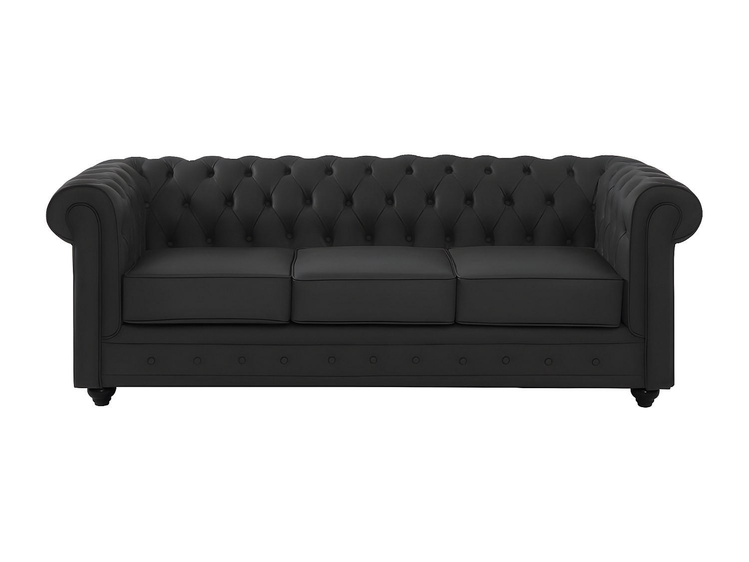 SOFA ohne Schlafmöglichkeit - 3 Personen - Leder - Schwarz - - Schwarz, Leder (205/72/88cm) - Vente-Unique
