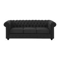 SOFA ohne Schlafmöglichkeit - 3 Personen - Leder - Schwarz - - Schwarz, Leder (205/72/88cm) - Vente-Unique