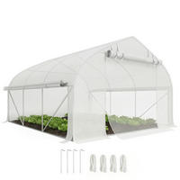 GEWÄCHSHAUS DE-11988 10,4 m² mit Tür & 7 Fenstern Weiß - Weiß, Kunststoff (300/200/347cm) - ComfortXL