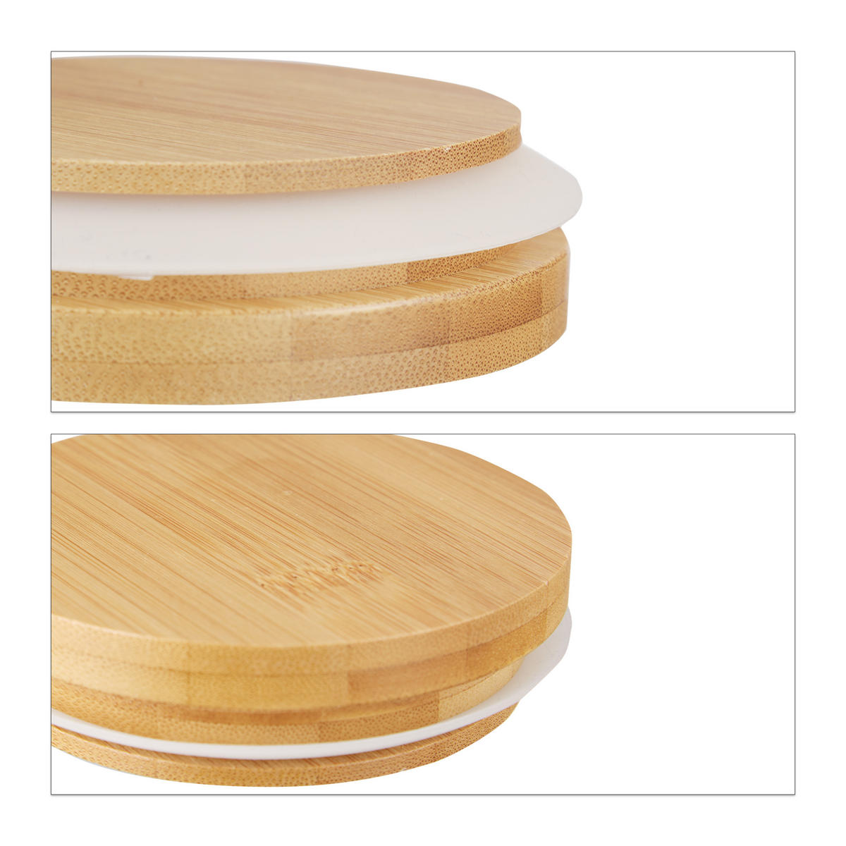 3XVORRATSDOSEN - Transparent, Glas/Holz - Relaxdays