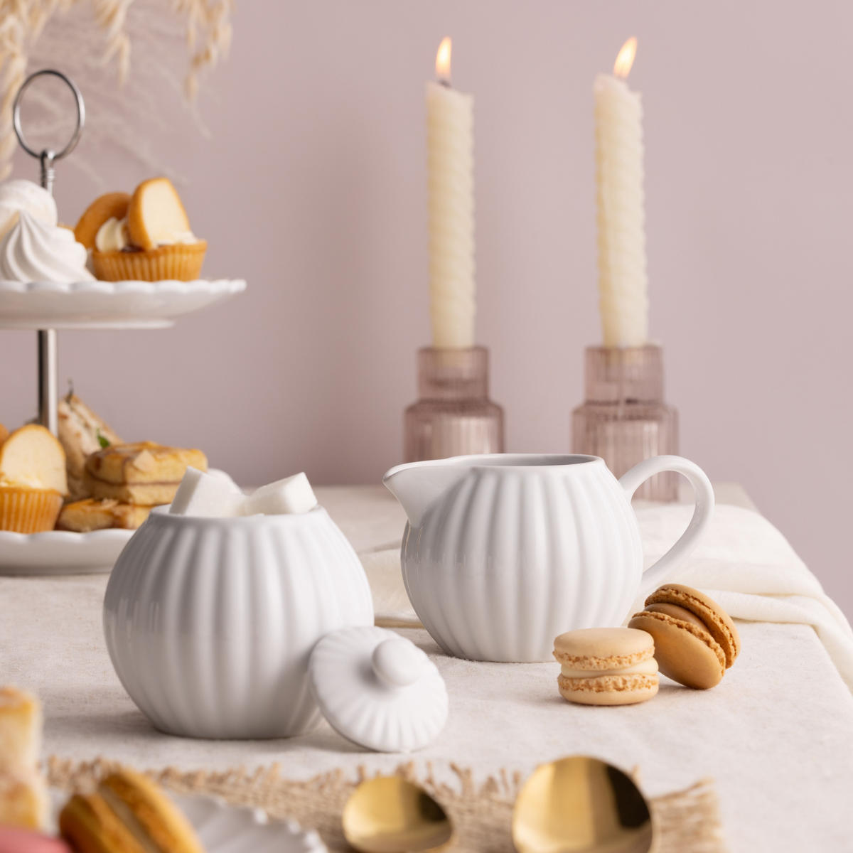 MILCH UND ZUCKER SET LUXE, WEISS - Weiß, Keramik (0.3L) - Price & Kensington