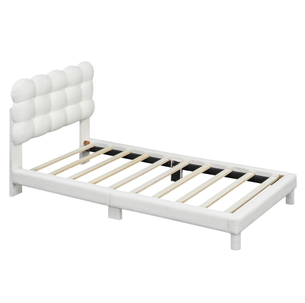 ČALOUNĚNÁ postel 90/200 cm bílá z plyše a MDF s nastavitelným čelem - bílá, textil (90/200cm) - OKWISH