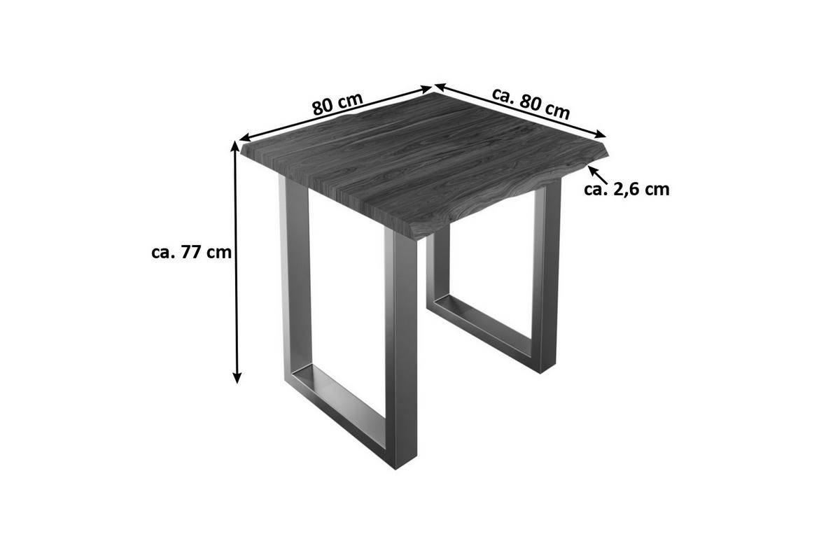 ESSTISCH LAUREN - Silberfarben/Nussbaumfarben, Holz/Metall (80/80/77cm) - SAM