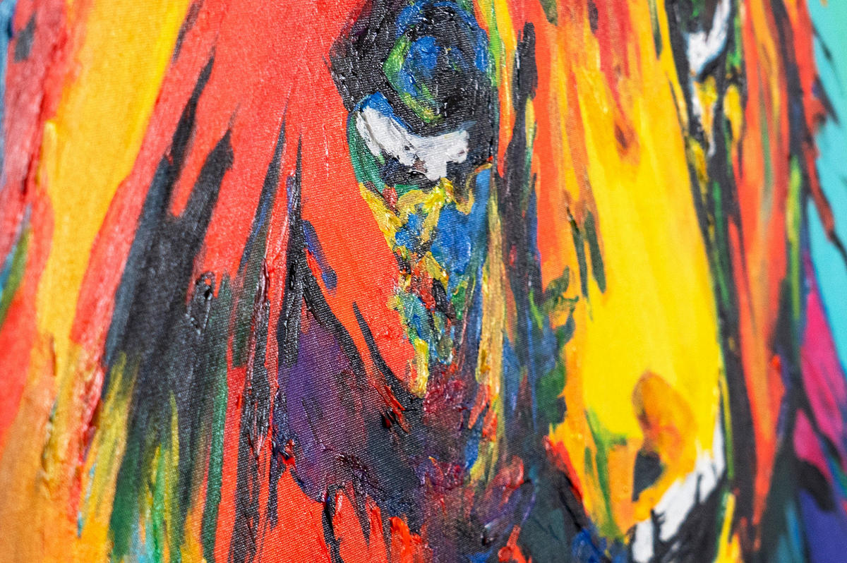 GEMÄLDE Löwengrazie Schattenfugenrahmen Blau 140x100 cm - Blau, Holz (140/100cm) - YS-art gallery