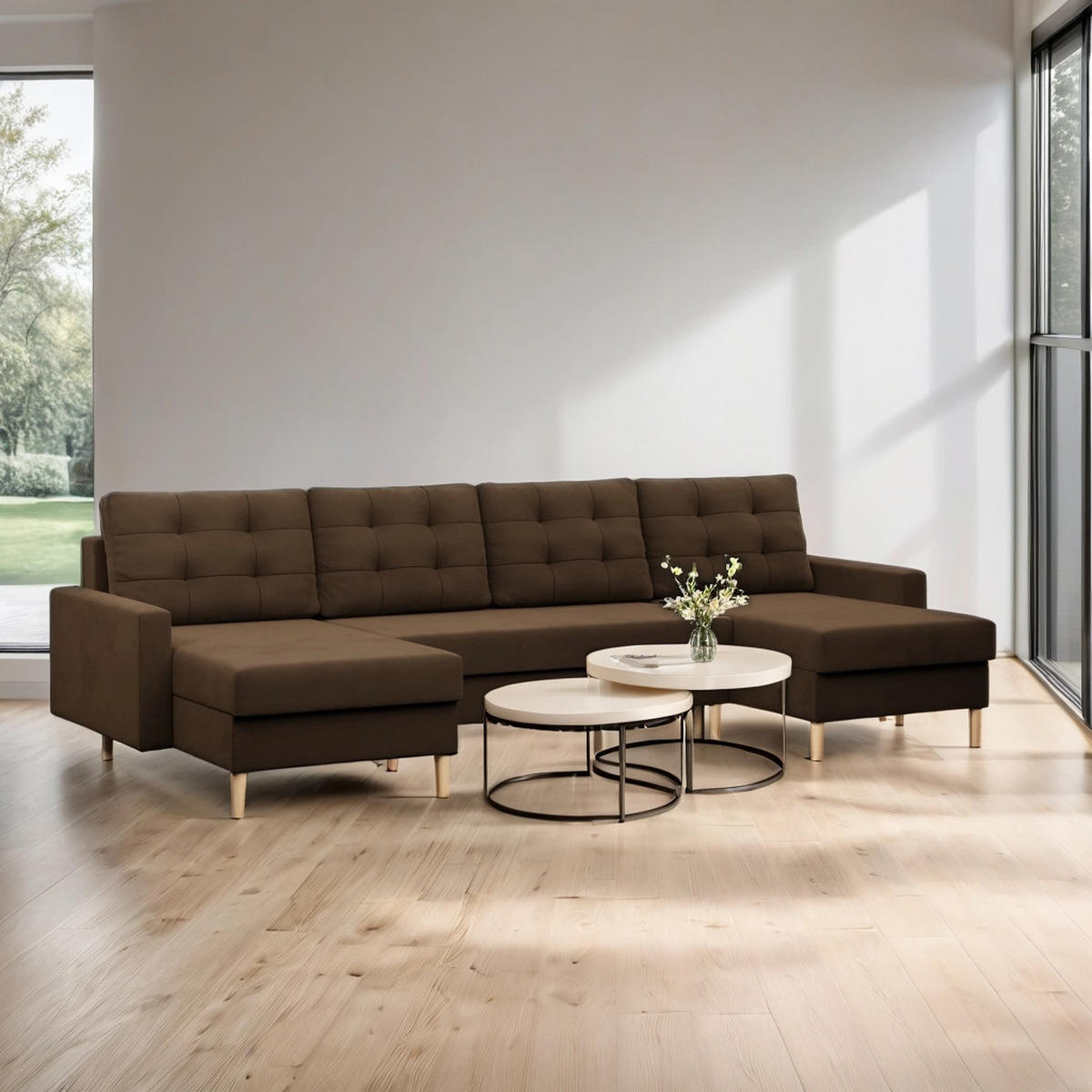 WOHNLANDSCHAFT Blank braun - Braun, Textil (294/88/140cm) - SIMKAM Furniture
