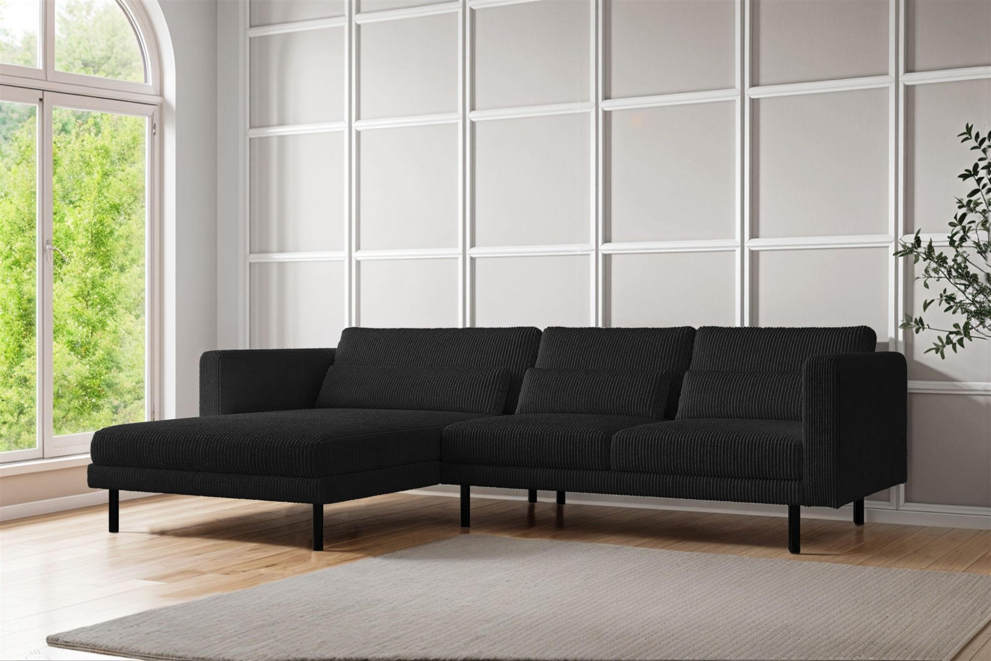 ECKSOFA Agada In Poso - Schwarz, Holzwerkstoff/Textil (281/174cm) - Fun Möbel