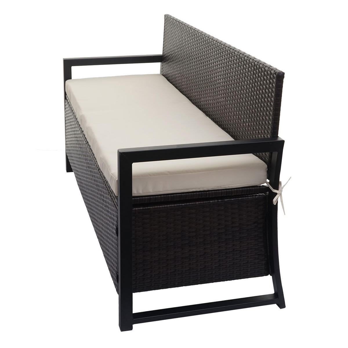 POLY-RATTAN 3ER SITZBANK Braun, Cremeweiß - Braun/Weiß, Kunststoff (164/87/57cm) - MCW