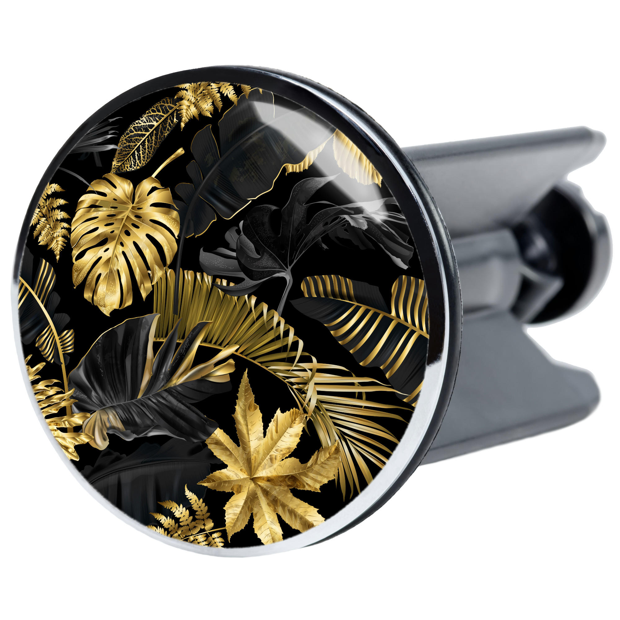 WASCHBECKENSTÖPSEL Golden Leaves - Goldfarben, Kunststoff/Metall (4/7/7cm) - Sanilo