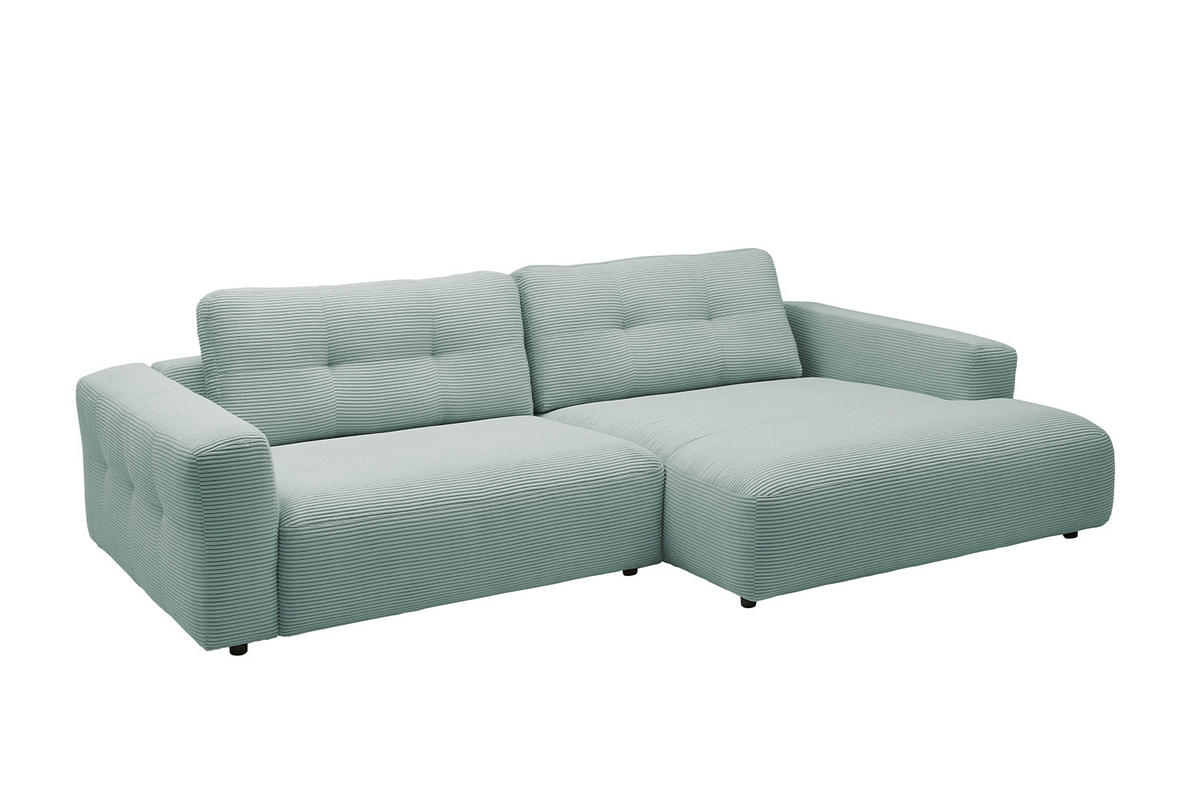 ECKSOFA XL MIKA Hellblau Cord - Schwarz/Hellblau, Kunststoff/Textil (296/167cm) - KAWOLA