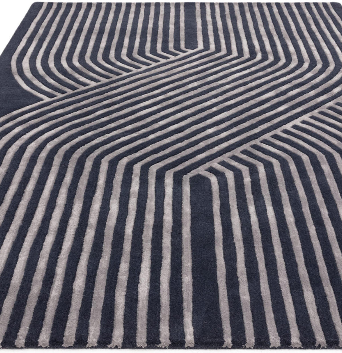 TEPPICH modern handgetuftet Wolle ACME Blau 120 x 170 cm - Blau, Naturmaterialien (120/170cm) - Novatrend