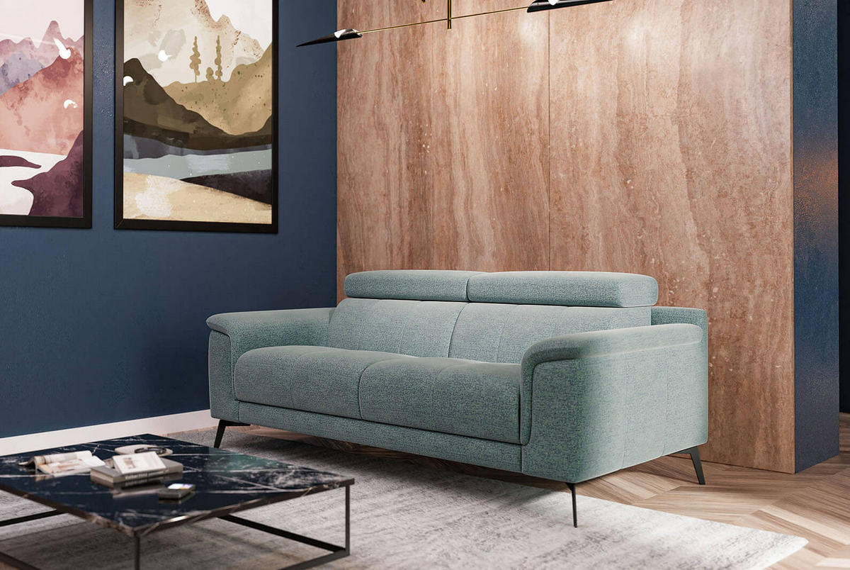 SOFA FIERO 3-Sitzer, mintgrün - Schwarz/Mintgrün, Holzwerkstoff/Textil (212/82/103cm) - Courtois Laville