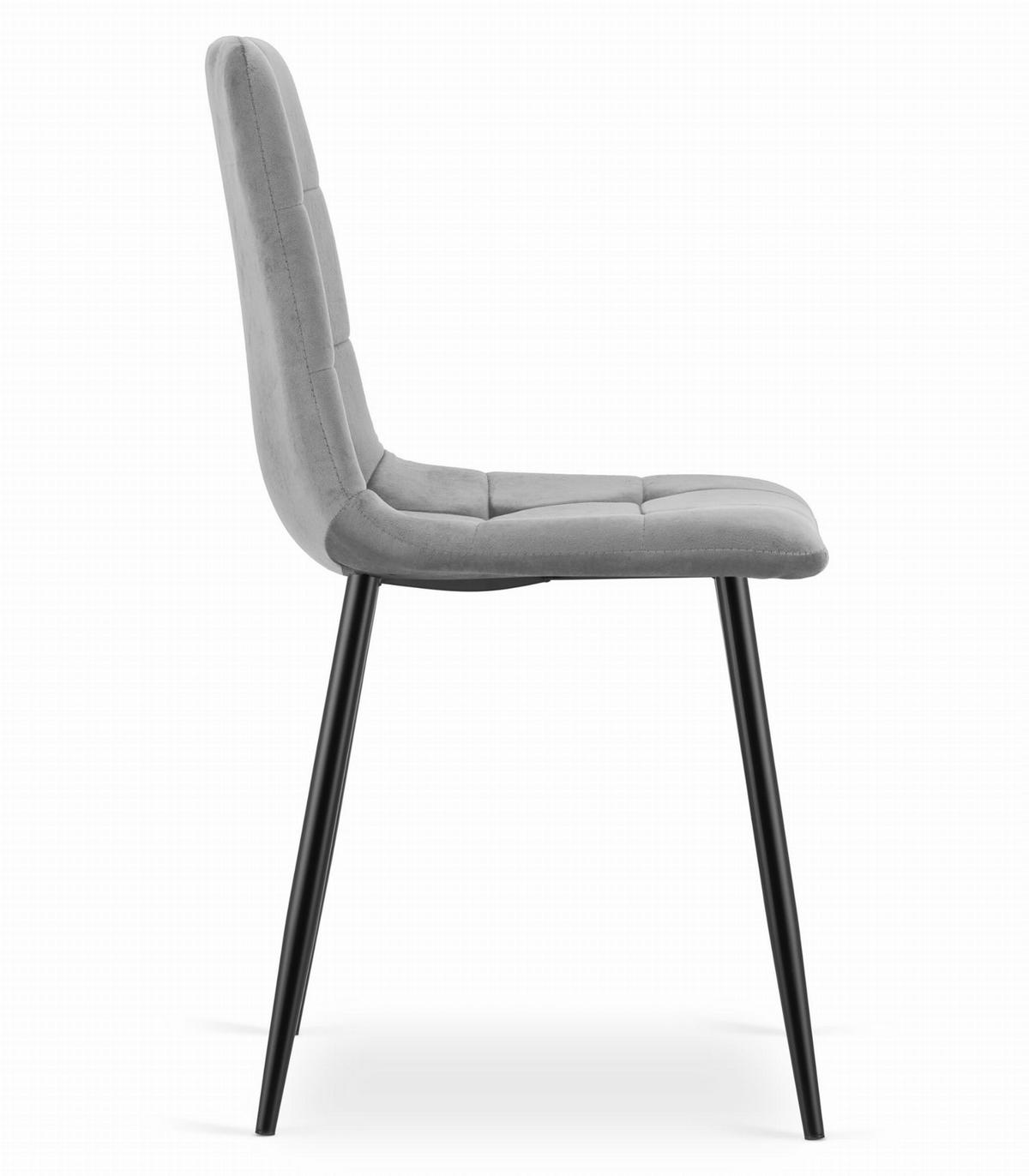 STUHL CETARA 1 Stück, Grau, Schwarz, mit Samtstoff gepolstert - Hellgrau, Textil/Metall (45/87/51cm) - Komodee