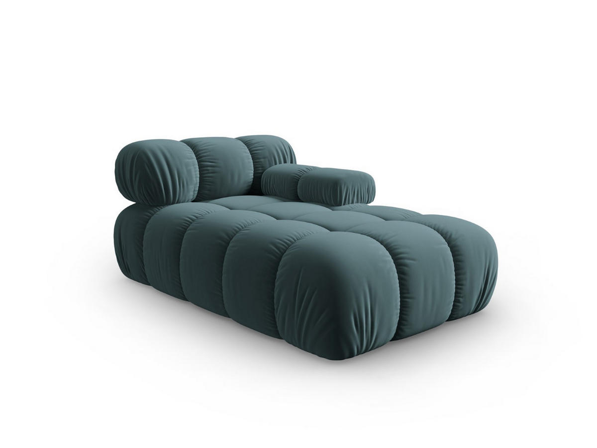 CHAISELONGUE rechts Bellis aus Samt petrol - Petrol, Textil (97/62/157cm) - Micadoni