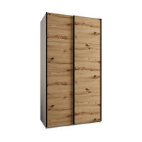 SCHWEBETÜRENSCHRANK 245,5/140/64 2-türig - Schwarz/Eiche Artisan, Holz/Metall (140/245/64cm) - Abiks Möbel