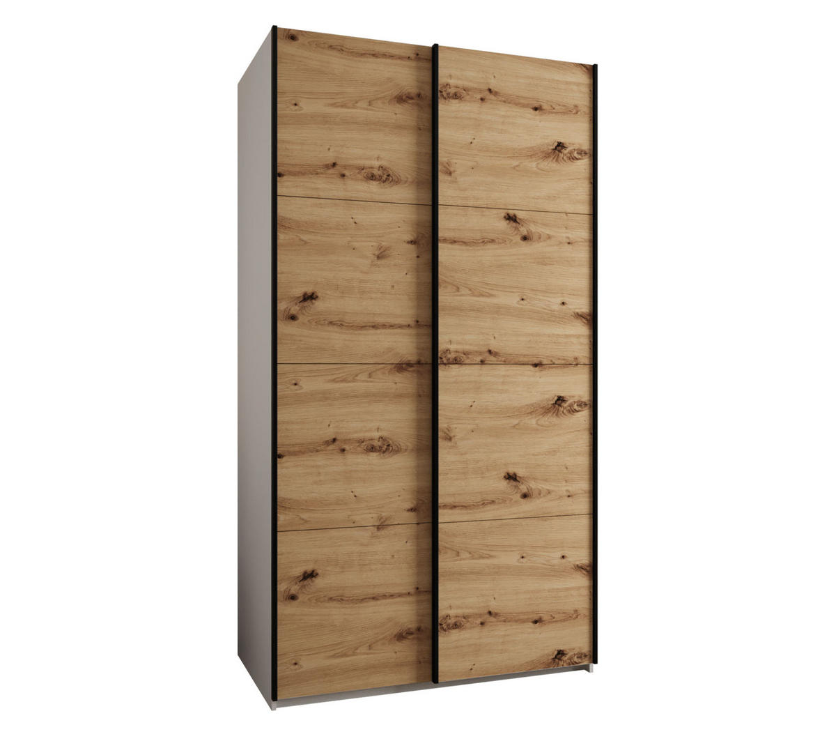 SCHWEBETÜRENSCHRANK 245,5/140/64 2-türig - Schwarz/Eiche Artisan, Holz/Metall (140/245/64cm) - Abiks Möbel