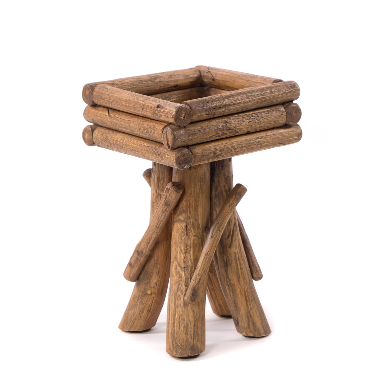 BLUMENTISCH Twist Teakholz - Naturfarben, Holz (25/25/42cm) - DESIGN DELIGHTS