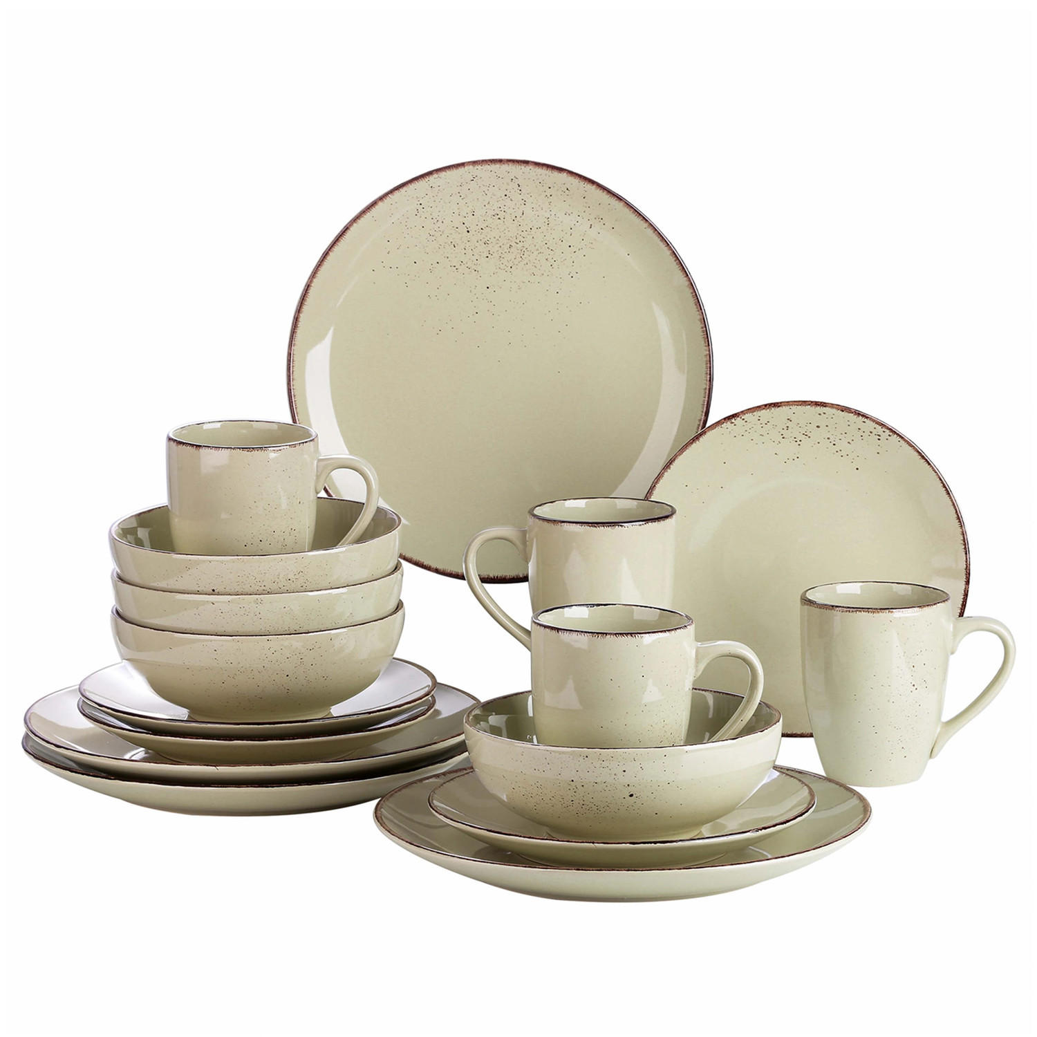 KOMBISERVICE 16-teilig aus Keramik, Beige, Modernes Geschirrset für 4 Personen - Beige, Keramik (27/3/27cm) - Kaket