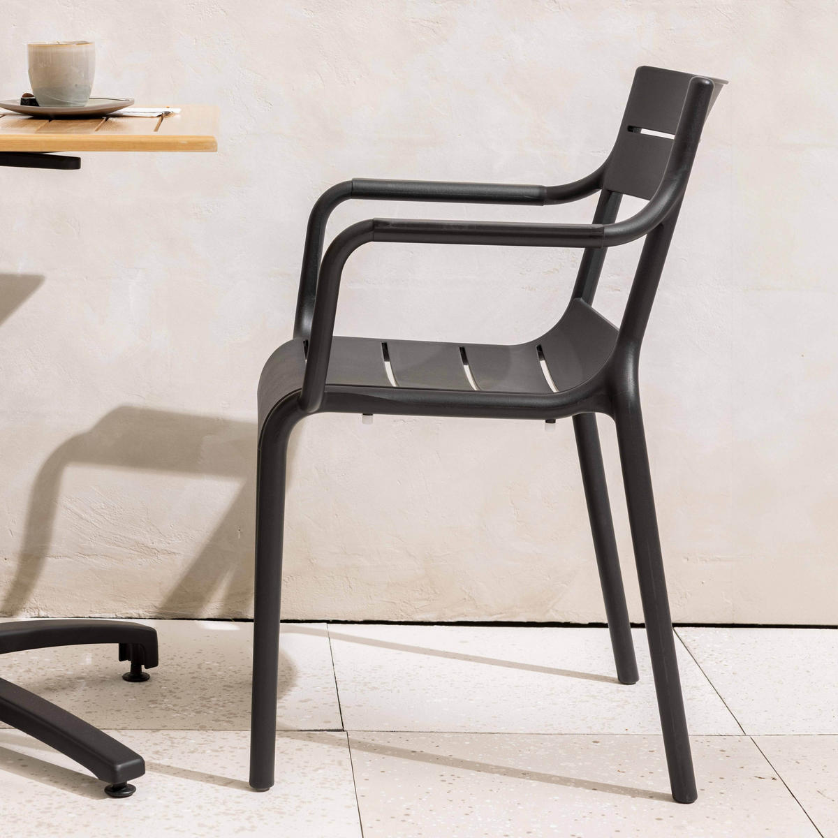 GARTENSTUHL, Schwarz - Schwarz, Kunststoff (50/82/54cm) - Oviala