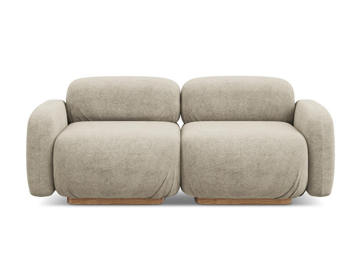 3-SITZER SOFA Bouclé Stoff Beige - Beige/Braun, Holz/Textil (190/73/95cm) - Makamii