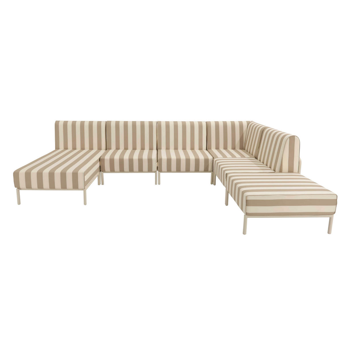 GARTENSOFA mit 6 Sitzplätzen, Beige - Beige, Metall - Oviala